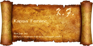 Kapsa Ferenc névjegykártya