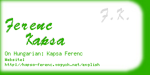 ferenc kapsa business card